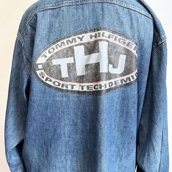TOMMY HILFIGER MEN'S VINTAGE 90S SPORT TECH DENIM ZIP UP SHIRT - S - Picture 8 of 12